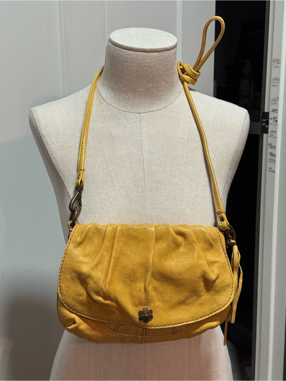 Lucky Brand Mustard Yellow Leather Crossbody Bag